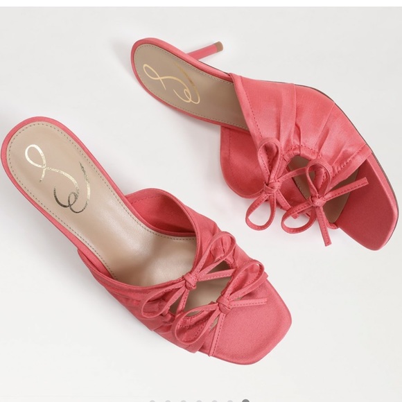 SAM EDELMAN Pia Woven Fabric Bow Detail Slide Sandals